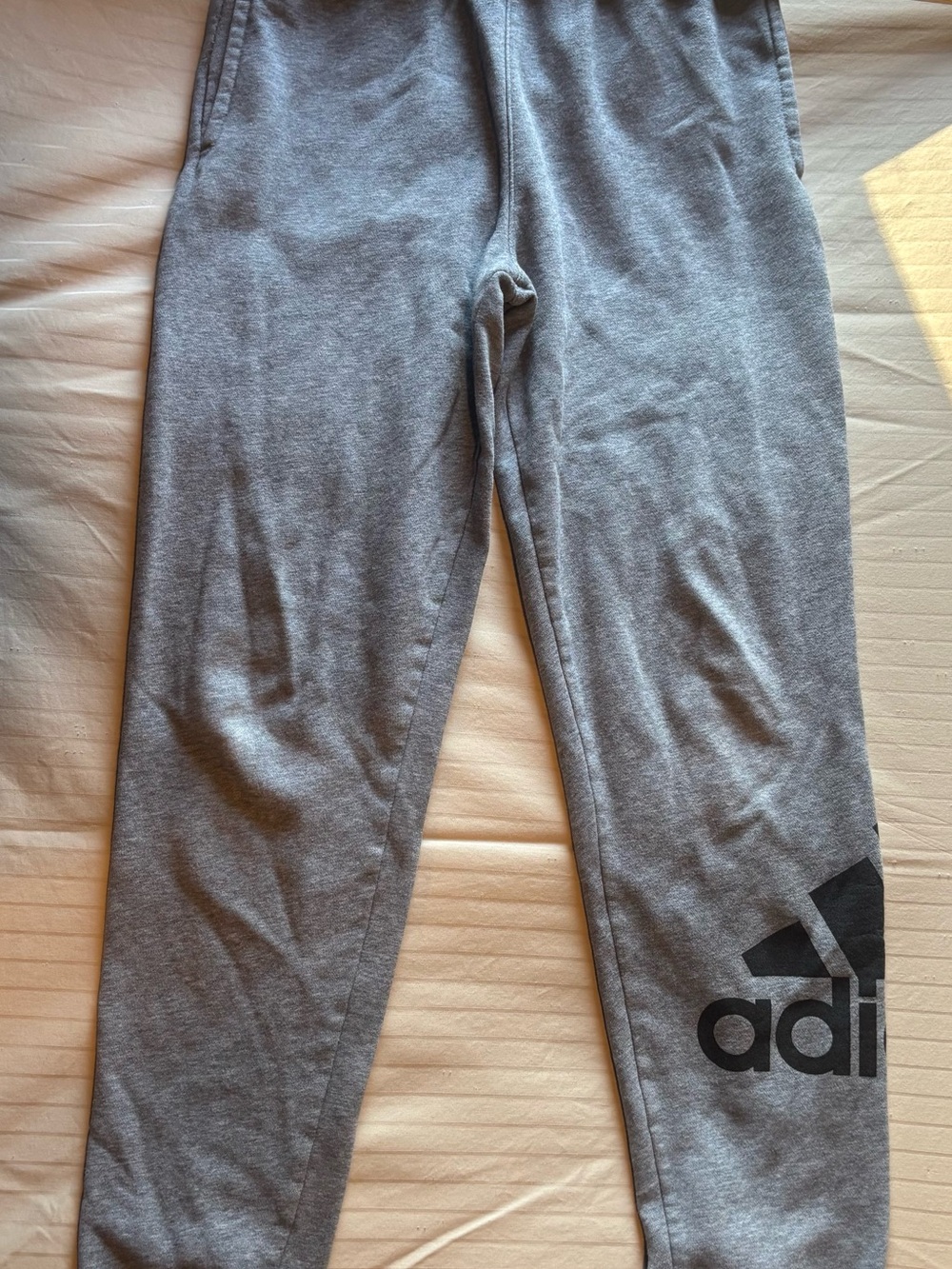 adidas Gray Logo Youth Sweatpants with Side Trefoil